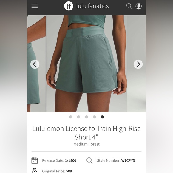 Lululemon Dance Studio Shorts 4” Sz 4 *medium forest green* (flaw*) - Picture 6 of 6